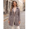 image:imageAllegra K Womens Faux Suede Trench Coat Double Breasted Jacket with BeltDark Beige