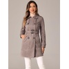 image:imageAllegra K Womens Faux Suede Trench Coat Double Breasted Jacket with BeltDark Beige