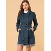 image:imageAllegra K Womens Faux Suede Trench Coat Double Breasted Jacket with BeltDark Blue