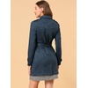 image:imageAllegra K Womens Faux Suede Trench Coat Double Breasted Jacket with BeltDark Blue