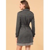 image:imageAllegra K Womens Faux Suede Trench Coat Double Breasted Jacket with BeltDark Gray