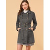 image:imageAllegra K Womens Faux Suede Trench Coat Double Breasted Jacket with BeltDark Gray