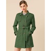 image:imageAllegra K Womens Faux Suede Trench Coat Double Breasted Jacket with BeltGreen