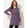 image:imageAllegra K Womens Faux Suede Trench Coat Double Breasted Jacket with BeltGrey Purple
