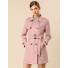 image:imageAllegra K Womens Faux Suede Trench Coat Double Breasted Jacket with BeltPink
