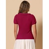 image:imageAllegra K Womens Peter Pan Collar Shirt Vintage 1950s Short Sleeve BlouseBurgundy