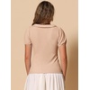 image:imageAllegra K Womens Peter Pan Collar Shirt Vintage 1950s Short Sleeve BlouseKhaki