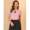 image:imageAllegra K Womens Peter Pan Collar Shirt Vintage 1950s Short Sleeve BlousePink