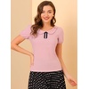 image:imageAllegra K Womens Peter Pan Collar Shirt Vintage 1950s Short Sleeve BlousePink