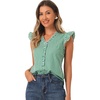 image:imageAllegra K Gingham Top for Womens Vintage Ruffle Cap Sleeve Checker BlouseGreen