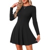 image:imageAllegra K Mini Pleated A Line Cocktail Fall Dresses for Women Long SleeveBlack