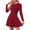 image:imageAllegra K Mini Pleated A Line Cocktail Fall Dresses for Women Long SleeveRed