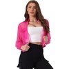 image:imageAllegra K Sheer Bomber Jacket for Womens Zip Up See Through JacketsHot Pink