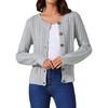 image:imageAllegra K Women Cable Knit Button Down Open Front CardiganGrey