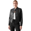 image:imageAllegra K Women Faux PU Leather Jacket Cropped Snap Buttons Vintage CoatBlack