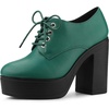 image:imageAllegra K Women Patent Leather Platform Lace Up Chunky Heel Ankle BootsGreen