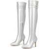 image:imageAllegra K Womens Buckle Over Knee High Boots Thigh High Heel BootsSilver