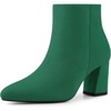 image:imageAllegra K Womens Chunky Heels Pointy Toe Ankle BootsGreen