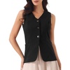 image:imageAllegra K Womens Cotton Linen Suit Vest Top Summer Sleeveless BlazerBlack