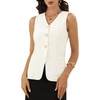 image:imageAllegra K Womens Cotton Linen Suit Vest Top Summer Sleeveless BlazerCream White
