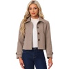 image:imageAllegra K Womens Crop Pea Coat Turn Down Single Breasted Winter OutwearDark Beige