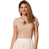 image:imageAllegra K Womens Peter Pan Collar Shirt Vintage 1950s Short Sleeve BlouseKhaki