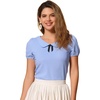 image:imageAllegra K Womens Peter Pan Collar Shirt Vintage 1950s Short Sleeve BlouseLight Blue