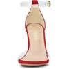 image:imageAllegra K Women Faux Suede Clear Open Toe Ankle Strap Stiletto Heel SandalsRed