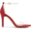 image:imageAllegra K Women Faux Suede Clear Open Toe Ankle Strap Stiletto Heel SandalsRed