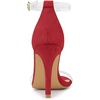 image:imageAllegra K Women Faux Suede Clear Open Toe Ankle Strap Stiletto Heel SandalsRed
