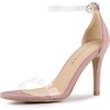image:imageAllegra K Women Faux Suede Clear Open Toe Ankle Strap Stiletto Heel SandalsDust Pink