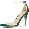 image:imageAllegra K Women Faux Suede Clear Open Toe Ankle Strap Stiletto Heel SandalsEmerald Green