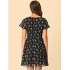 image:imageAllegra K Womens Floral Printed Flutter Short Sleeve V Neck Chiffon DressBlack Floral