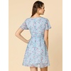 image:imageAllegra K Womens Floral Printed Flutter Short Sleeve V Neck Chiffon DressBlue