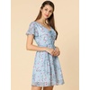 image:imageAllegra K Womens Floral Printed Flutter Short Sleeve V Neck Chiffon DressBlue