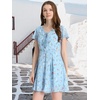 image:imageAllegra K Womens Floral Printed Flutter Short Sleeve V Neck Chiffon DressLight Blue