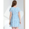 image:imageAllegra K Womens Floral Printed Flutter Short Sleeve V Neck Chiffon DressLight Blue