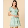 image:imageAllegra K Womens Floral Printed Flutter Short Sleeve V Neck Chiffon DressLight Green