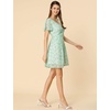 image:imageAllegra K Womens Floral Printed Flutter Short Sleeve V Neck Chiffon DressLight Green