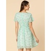 image:imageAllegra K Womens Floral Printed Flutter Short Sleeve V Neck Chiffon DressLight Green