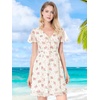 image:imageAllegra K Womens Floral Printed Flutter Short Sleeve V Neck Chiffon DressWhite