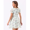 image:imageAllegra K Womens Floral Printed Flutter Short Sleeve V Neck Chiffon DressWhite Purple