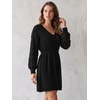 image:imageAllegra K Womens V Neck Hollow Out Pull on Lantern Long Sleeve Mini DressBlack