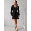 image:imageAllegra K Womens V Neck Hollow Out Pull on Lantern Long Sleeve Mini DressBlack