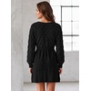 image:imageAllegra K Womens V Neck Hollow Out Pull on Lantern Long Sleeve Mini DressBlack