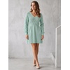 image:imageAllegra K Womens V Neck Hollow Out Pull on Lantern Long Sleeve Mini DressBlue Green