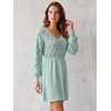 image:imageAllegra K Womens V Neck Hollow Out Pull on Lantern Long Sleeve Mini DressBlue Green