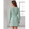 image:imageAllegra K Womens V Neck Hollow Out Pull on Lantern Long Sleeve Mini DressBlue Green
