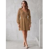 image:imageAllegra K Womens V Neck Hollow Out Pull on Lantern Long Sleeve Mini DressCamel