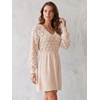 image:imageAllegra K Womens V Neck Hollow Out Pull on Lantern Long Sleeve Mini DressKhaki